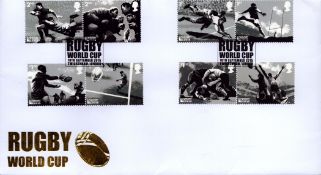 Rugby Union World cup Unsigned FDC double PM Rugby World Cup 18th Sept 2015 Twickenham London.