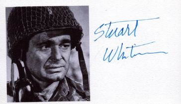 Stuart Whitman signed 5x3 inch white card with black and white image. Good condition. All autographs