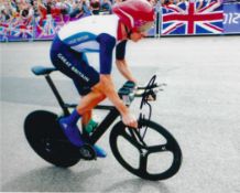 Bradley Wiggins signed 10x8 inch colour photo pictured in action during the London 2012 Olympic