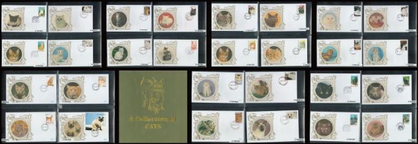 A Collection of Cats Covers - 46 Worldwide Benham FDCs from 1999 and 2000 Housed in a Bespoke