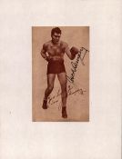 Jack Dempsey signed vintage black and white photo on a white card. Vintage full length postcard