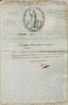 Napoleonic Republic of France signed document dated 1798 signature unknown. Good condition. All