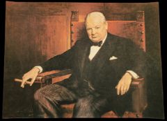 Sir Winston Churchill by Arthur Pan 32x24 inch colour print. Good condition. All autographs come