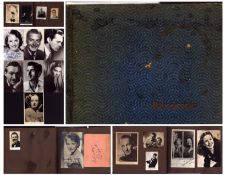 Vintage autograph album with photographs from 1940s-60s. Signatures such as Kim Peacock, Elsie and