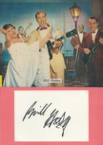 Bill Haley signed 6x4 white card affixed to colour magazine photo. Good condition. All autographs