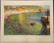 Lamorna Cove Cornwall by Dame Laura Knight 29x23.5-inch Published Edition colour print. Good