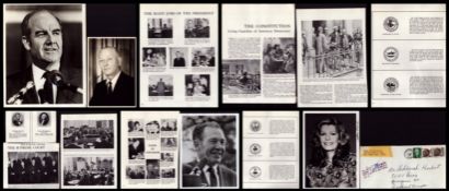 AMERICAN POLITICAL Collection of signatures, pictures and magazine cut outs including names of Louis