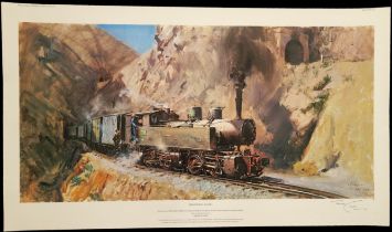 The Climb to Asmara by Terence Cuneo 18.5x32 inch colour print, signed by artist in pencil. Good