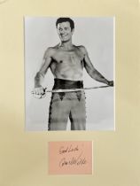 Cornel Wilde 16x12 inch mounted signature piece includes signed album page and vintage black and