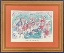England Legends 23x19 inch mounted The Pride of England Griffin caricature print featuring some of