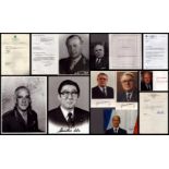 POLITICAL Collection of pictures and signatures including names of Oliver Owcza, Pierre Mauroy,