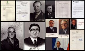 POLITICAL Collection of pictures and signatures including names of Oliver Owcza, Pierre Mauroy,