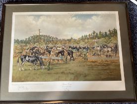 Military. Artist John King Signed 132 of 350 Colour Print Titled Summer Camp. Shows The Household