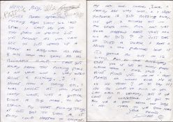 Handwritten letter from Dave Courtney to Reggie Kray, unknown date. Good condition. All autographs