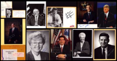 POLITICAL Collection of pictures and signatures including names of Zell Miller, Ann W. Richards, Bob
