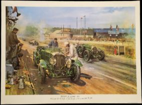 Bentley at Le Mans 1929 by Terence Cuneo 24x33 inch print, printed in 1969. Good condition. All