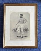 Cricket. Black and White Vintage Reproduction Print Showing Nicholas Felix. Housed in a Frame