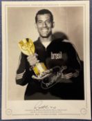 Brazil Legend Carlos Alberto signed 16x12 inch colourised print pictured holding the Jules Rimet