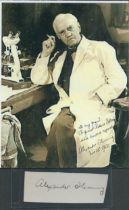 Alexander Fleming signed 4x2 inch album page cutting and 7x5 inch vintage photo. Good condition. All