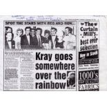 Photocopy of 1997 newspaper article of The Kray Twins dedicated to Bradley Lane and Signed by