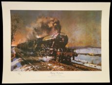 Pair of Terence Cuneo prints, Flying Scotsman and Cathedrals Express both 18x13.5-inch colour