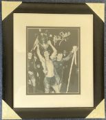 Football Man Utd's David Sadler Signed Black and White Photo, Framed to an overall size of 17 x 15