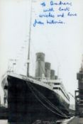 Millvina Dean titanic survivor signed 6x4 black and white photo of the titanic. Good condition.