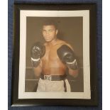 Muhammad Ali Colour Print Housed in a Frame Measuring 22 x 19. Good condition. All autographs come