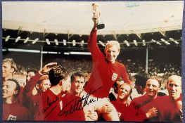 England 1966 World Cup Heroes multi signed 16x12 inch colour photo includes Martin Peters, Geoff