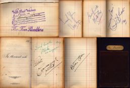 Vintage autograph album book including signatures from Peter Cavanagh, The Four Ramblers, Will Hay