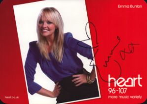 Emma Bunton signed 8x6inch Heart FM flyer. Good condition. All autographs come with a Certificate of