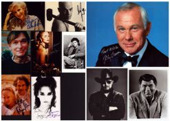 TV/FILM/MUSIC Collection of 10 signed photos including names of Hank Williams Jr., Johnny Carson,