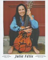 Julie Felix (1938 2020) Folk Singer Signed 8x10 Promo Photo. Good condition. All autographs are