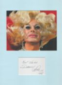 Danny La Rue 16x12 inch overall mounted signature piece includes signed album page and colour photo.