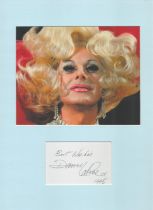 Danny La Rue 16x12 inch overall mounted signature piece includes signed album page and colour photo.