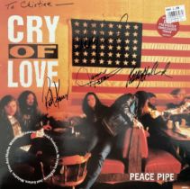 Cry of Love multi signed Peace Pipe album cover 33rpm vinyl record included signatures included