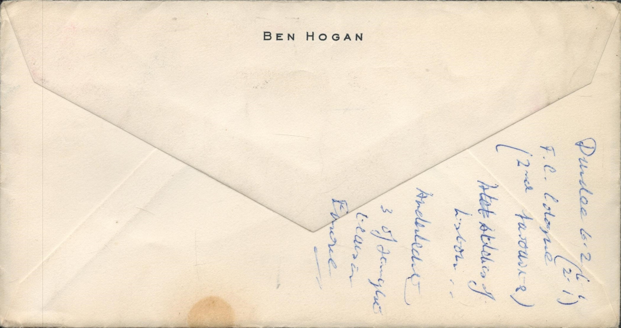 Ben Hogan TLS dated March 7, 1963, on headed note paper with original Air mail envelope - Image 2 of 2
