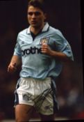 Football Georgi Kinkladze signed 12x8 inch colour photo pictured in action for Manchester City. Good