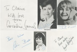 TV/FILM Collection of 3 signed black and white photos and 3 signatures on album pages, including