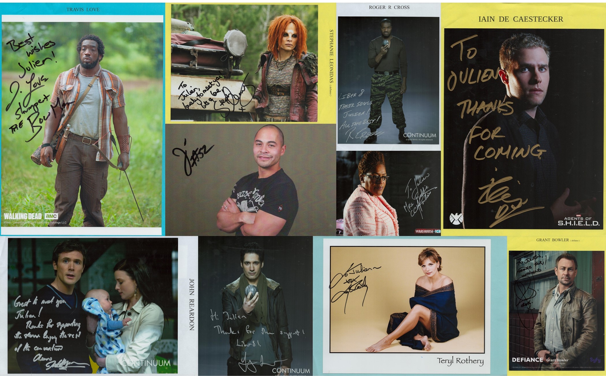 TV/FILM Collection of 10 signed colour photos including names of Stephanie Leonidas, John Reardon,