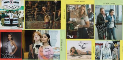 TV/FILM Collection of 7 signed colour photos including names of Lauren Bowles, Liam McIntyre,