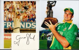 Cricket. Graeme Smith (South African Captain) Signed Signature Card With Two Colour Photos. Good