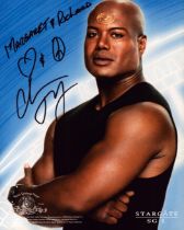 Christopher Judge signed 10x8 Stargate SG1 colour photo. Dedicated to Margaret and Richard. Good