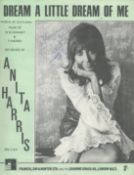 Anita Harris Actress And Singer Signed Vintage 'Dream A Little Dream Of Me' Sheet Music. Good