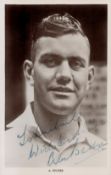 Alec Bedser, a signed and dedicated 5. 5x3. 5 real photo postcard (unused). Published by F. C. Dick,