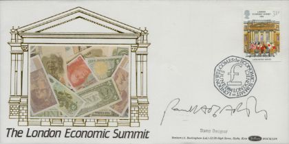 Stamp designer signed Economic Summit FDC. 5/6/1984 London EC1 postmark. Good condition. All