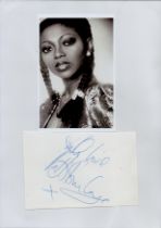 Patti Boulaye signed Autograph page plus Black & White Photo. 6x4 Inch. Good condition. All
