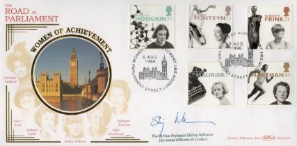 Rt Hon Prof Shirley Williams signed Women of Achievement FDC. 6/8/96 Parliament St postmark. Good