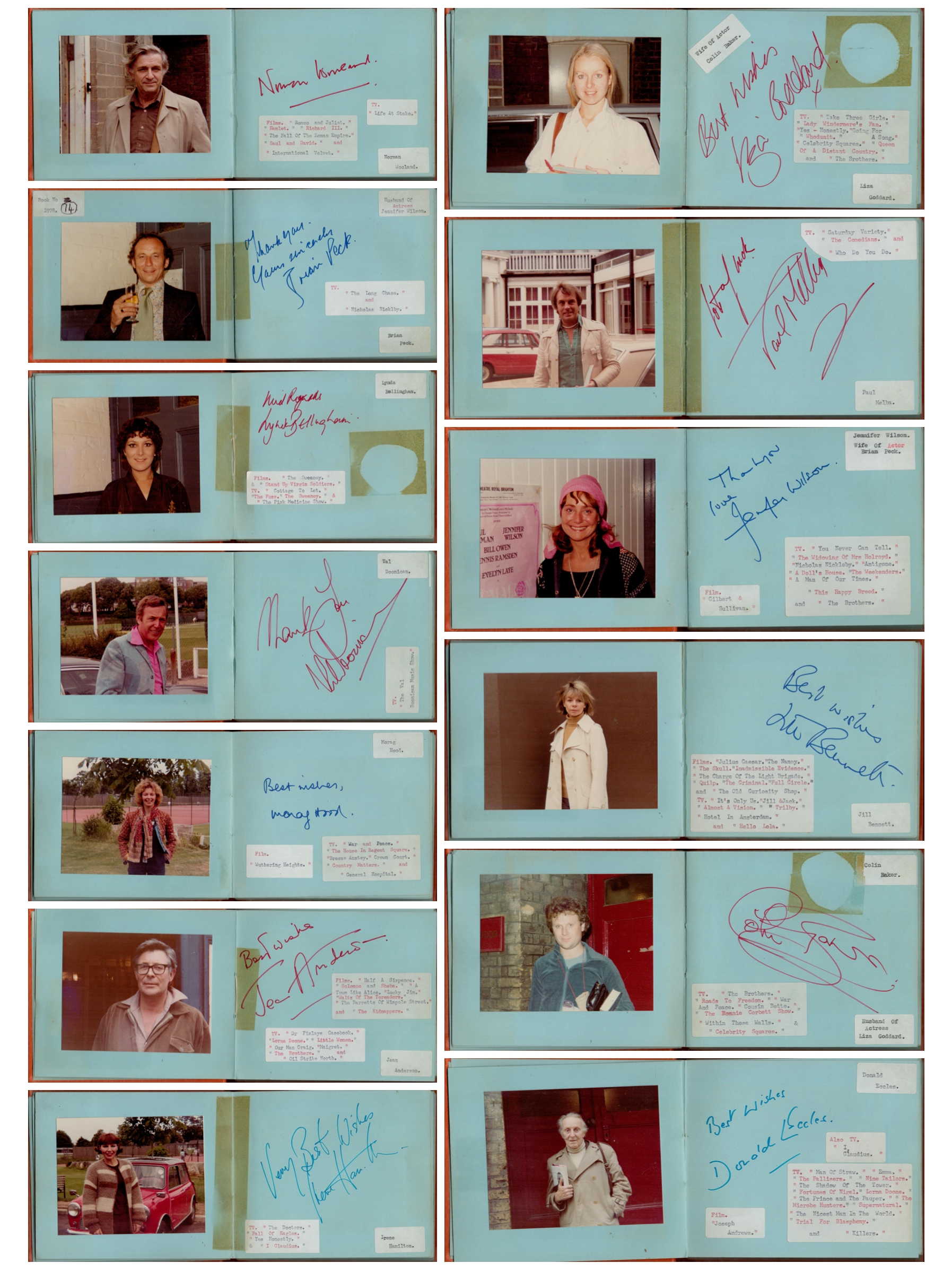 Entertainment Autograph book with photos and signatures such as Brian Peck, Jennifer Wilson, Jean