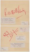 Russell Harty and on reverse Mark Wynter signed yellow album page. Good condition. All autographs